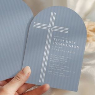 Invitación moderna de la Santa Comunión con cruz
