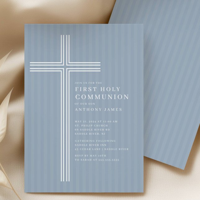 Invitación moderna de la Santa Comunión con cruz (Subido por el creador)