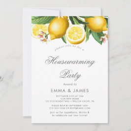 Invitación moderna de limón para fiesta de inaugur
