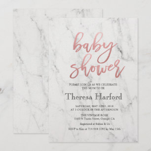 Invitación moderna de mármol para baby shower