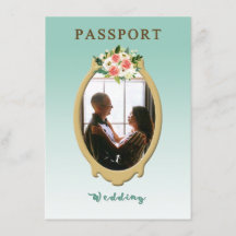 Invitación moderna de matrimonio de pasaporte
