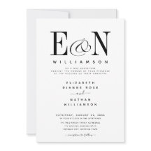 Invitación moderna de matrimonio elegante en blanc
