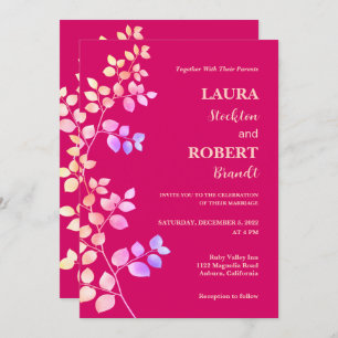 Invitación moderna de matrimonio floral brillante