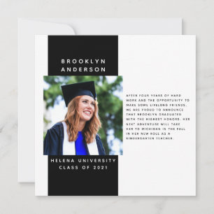 Invitación moderna de mensajes de graduación de fo