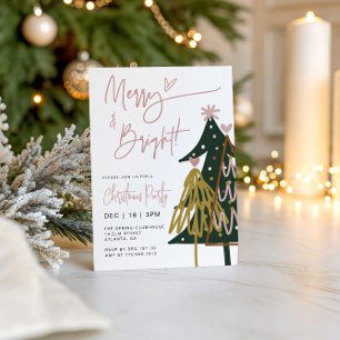 Invitación moderna de Navidad con dibujos a mano a