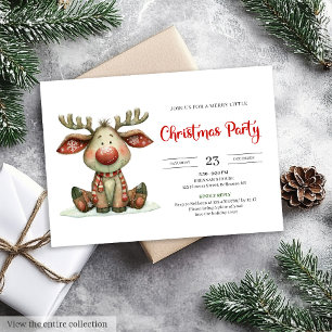 Invitación moderna de Navidad con renos caprichoso
