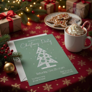 Invitación moderna de Navidad en verde y blanco pa
