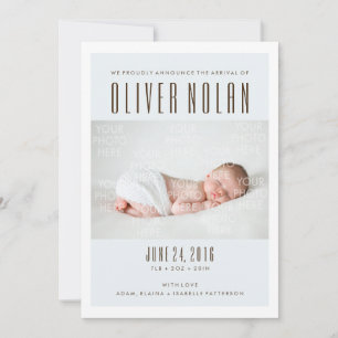 Invitación moderna de Recién nacido azul