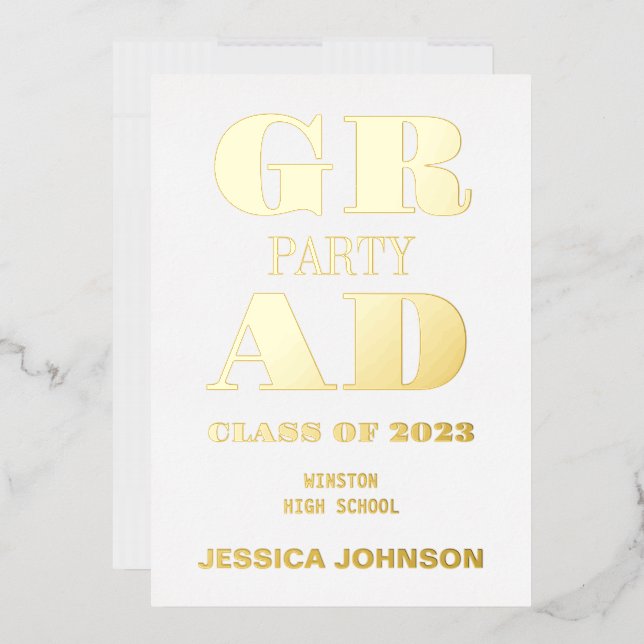 INVITACIÓN MODERNA DE RELIEVE METALIZADO DE FIESTA (Sobre)