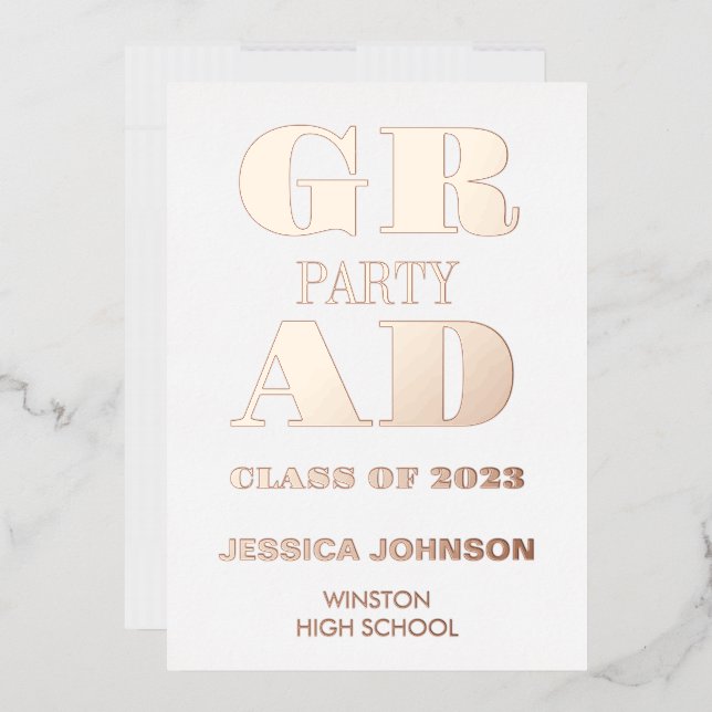 INVITACIÓN MODERNA DE RELIEVE METALIZADO DE FIESTA (Sobre)