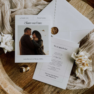 Invitación moderna de "Save The Date" con foto