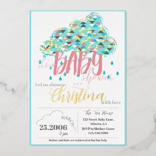 Invitación moderna de shower de bebé con papel de