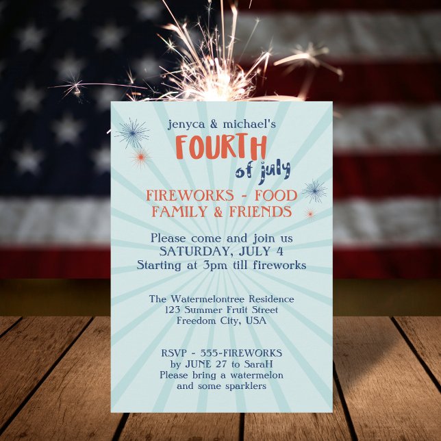 Invitación moderna del 4 de julio a la fiesta de f (Planning a fabulous fourth BBQ? Just add your party details)