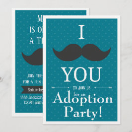 Invitación moderna del azul del bigote del fiesta
