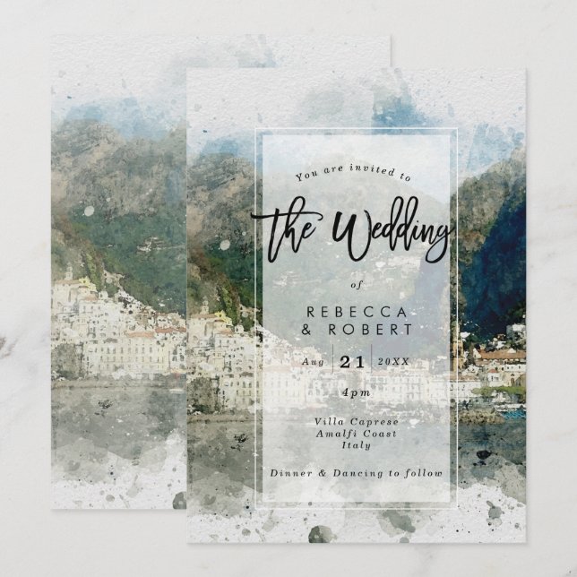 invitación moderna del boda de Italia Amalfi del (Anverso / Reverso)
