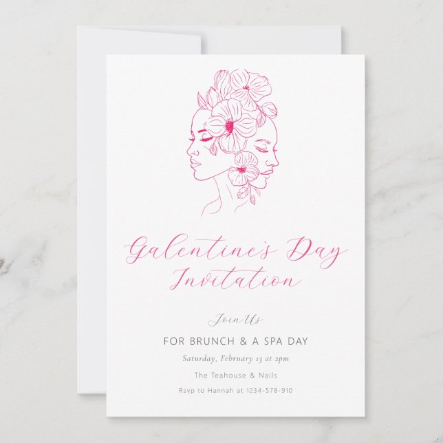 Invitación moderna del día de Galentine (Anverso)