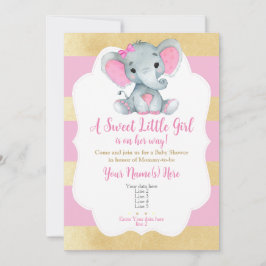 Invitación moderna del elefante de la bebé rosa do