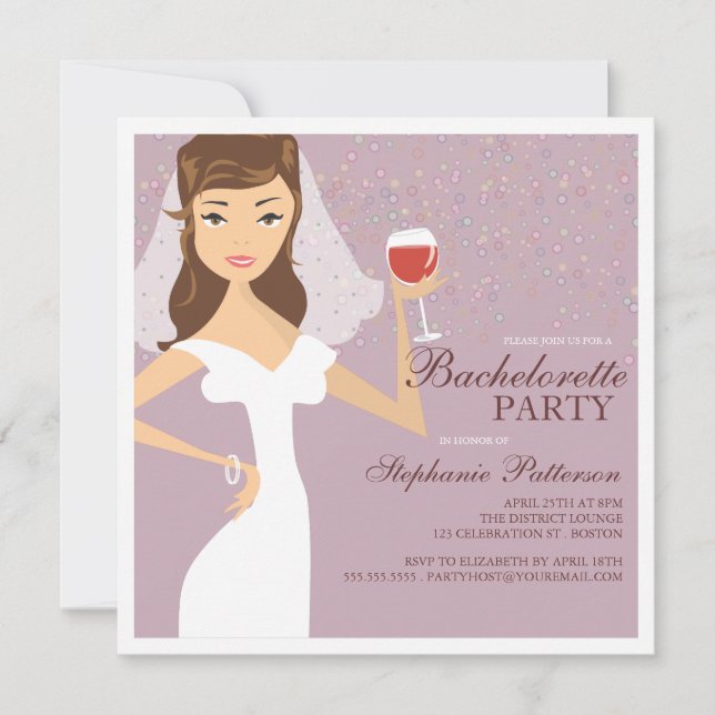 Invitación moderna del fiesta de Bachelorette del (Anverso)