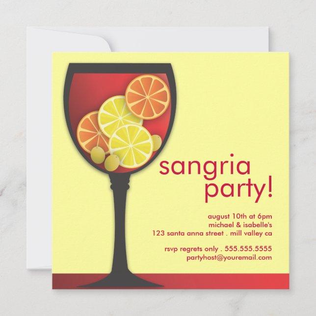 Invitación moderna del fiesta de la sangría de la (Anverso)