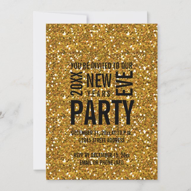 Invitación moderna del fiesta de Noche Vieja del (Anverso)