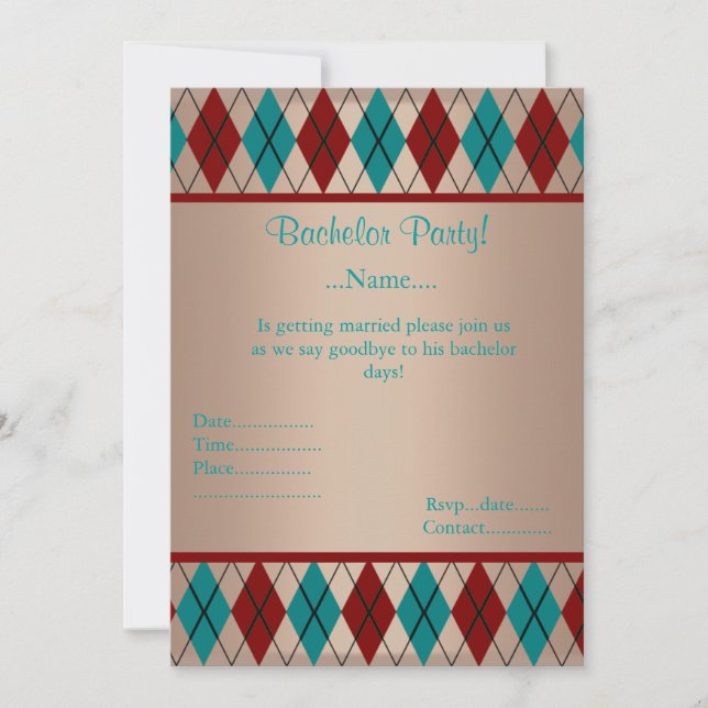 INVITACIÓN MODERNA DEL PARTIDO BACHELOR DEL DIAMAN (Anverso)