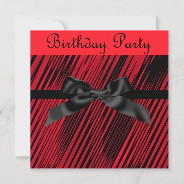 INVITACIÓN MODERNA DEL PARTIDO BOW NEGRO-ROJO (Anverso)