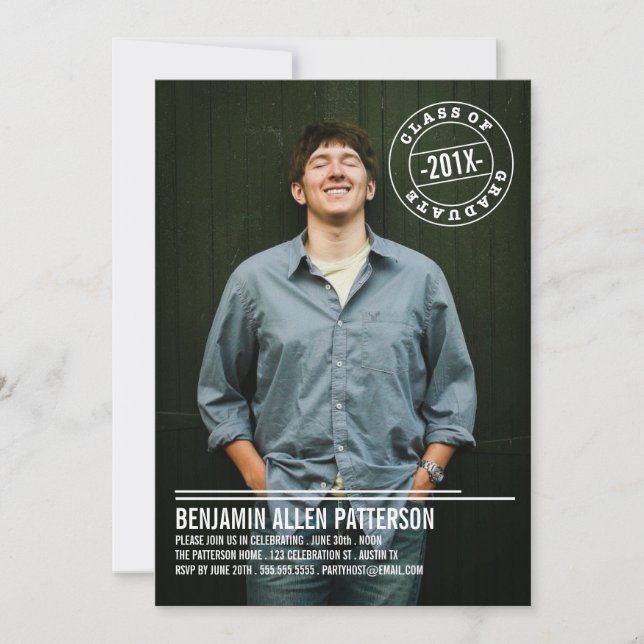 Invitación moderna del partido de graduación fotog (Anverso)
