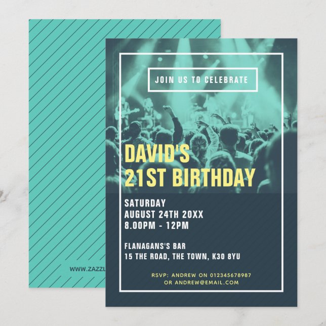 Invitación moderna del partido Duotone (Anverso / Reverso)