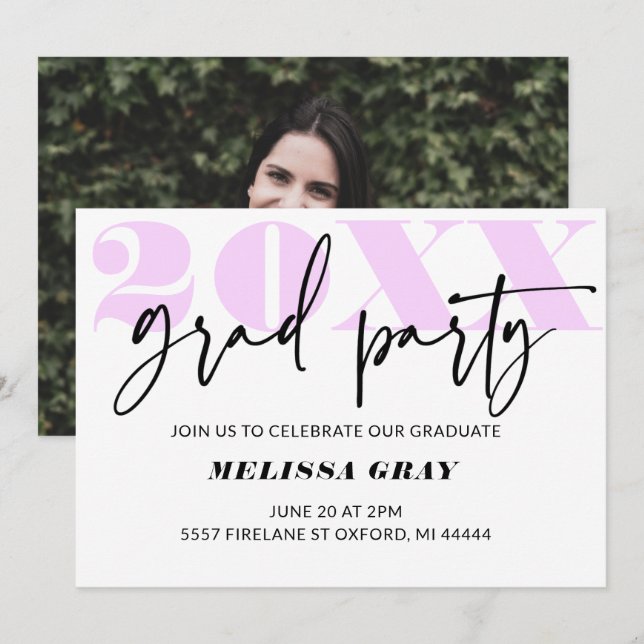 Invitación moderna del Pastel Ombre Grad Party Lil (Anverso / Reverso)