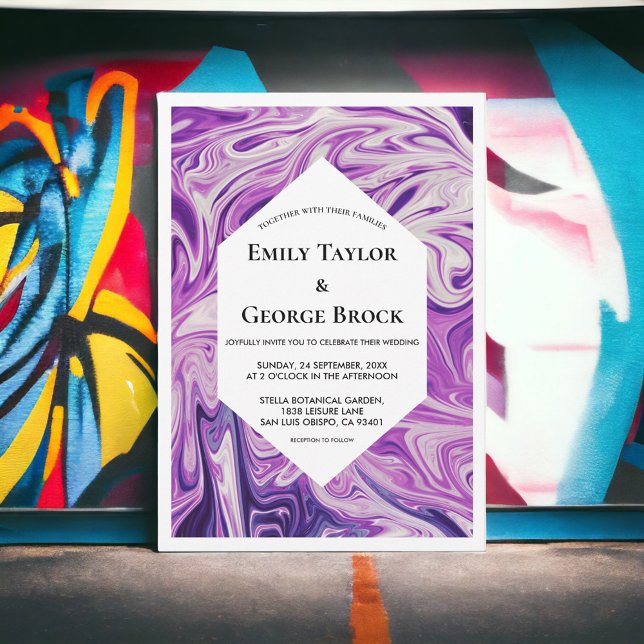 Invitación Moderna descripción arte Galaxia guión Boda elegan (Subido por el creador)