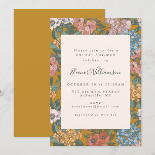 Invitación Moderna Ducha Boho Floral Mostaza Amarilla Bridal