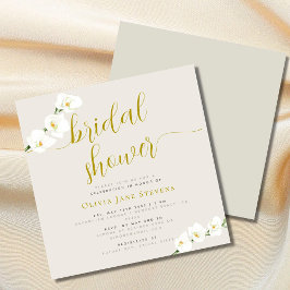 Invitación Moderna Ducha Bridal Beige-Orquídea Blanca