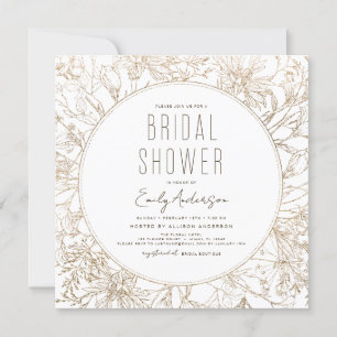 Invitación Moderna Ducha Bridal Boho Wildflower Elegante