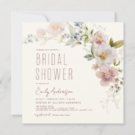 Invitación Moderna Ducha Bridal Boho Wildflower Elegante
