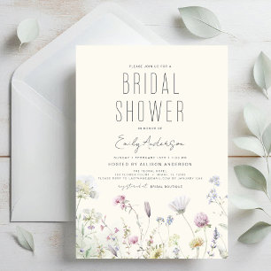 Invitación Moderna Ducha Bridal Boho Wildflower Elegante