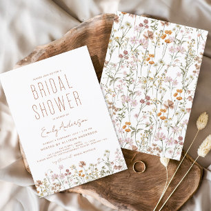 Invitación Moderna Ducha Bridal Boho Wildflower Elegante