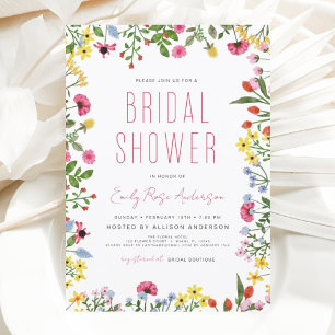Invitación Moderna Ducha Bridal Boho Wildflower Elegante