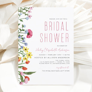 Invitación Moderna Ducha Bridal Boho Wildflower Elegante
