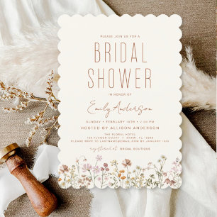 Invitación Moderna Ducha Bridal Boho Wildflower Elegante