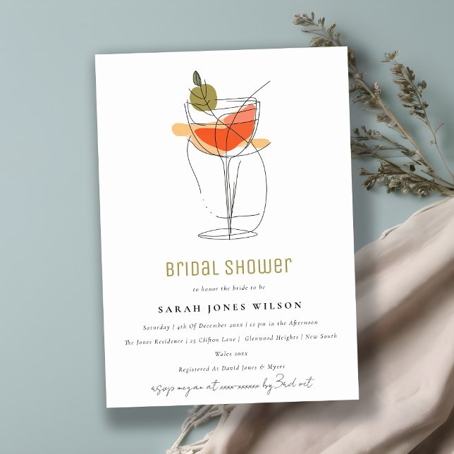 Invitación Moderna Ducha Bridal De La Línea De Vino De Cóctel (Subido por el creador)