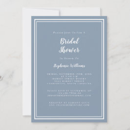 Invitación Moderna Ducha Bridal Elegante Moda Dusty Azul