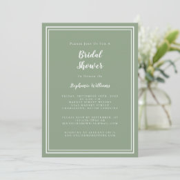 Invitación Moderna Ducha Bridal Elegante Moda Sage Verde