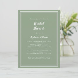 Invitación Moderna Ducha Bridal Elegante Moda Sage Verde