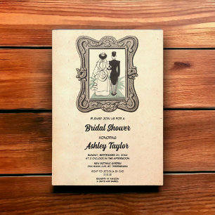 Invitación Moderna Ducha Bridal Retro Vintage de Mediano Sigl