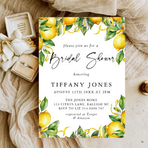 Invitación Moderna ducha Citrus Lemon Bridal