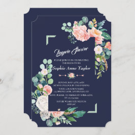 Invitación Moderna ducha de armazón floral blanco Rubor
