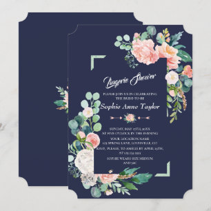 Invitación Moderna ducha de armazón floral blanco Rubor