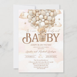 Invitación Moderna ducha de bebé acuarela con osito de peluch