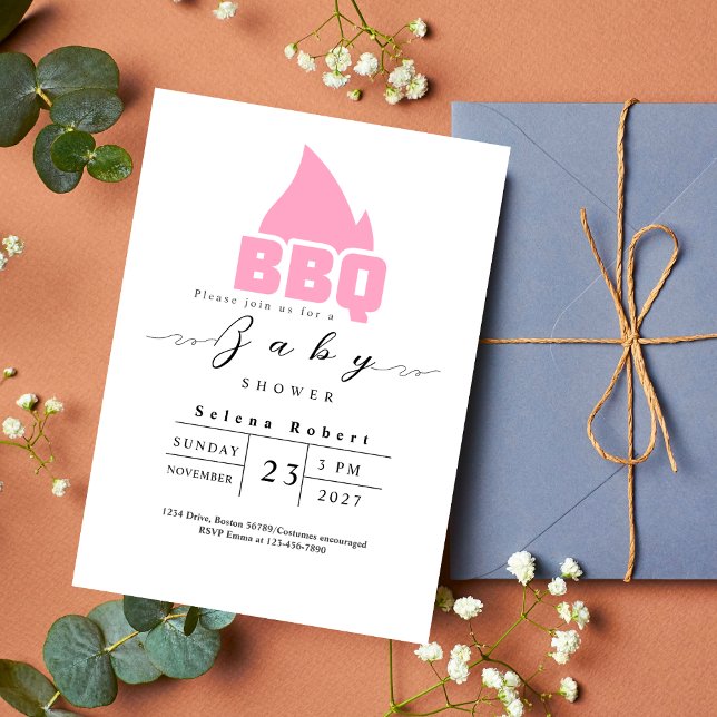 Invitación Moderna ducha de bebé para picnic BBQ PINK (Subido por el creador)