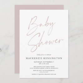 Invitación Moderna ducha de bebé rosa rosada con polvo